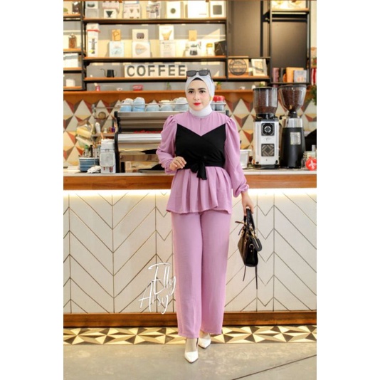 LESTY SET ORI ELLY ARSY//SETELAN CRINKLE POLOS//SET CEL WANITA