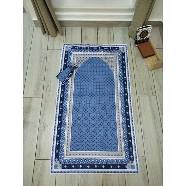 Sajadah Travel Sejadah Traveling pouch souvenir umroh Sajadah JUMBO Sajada Mukena Travel-Sajadah biru abu