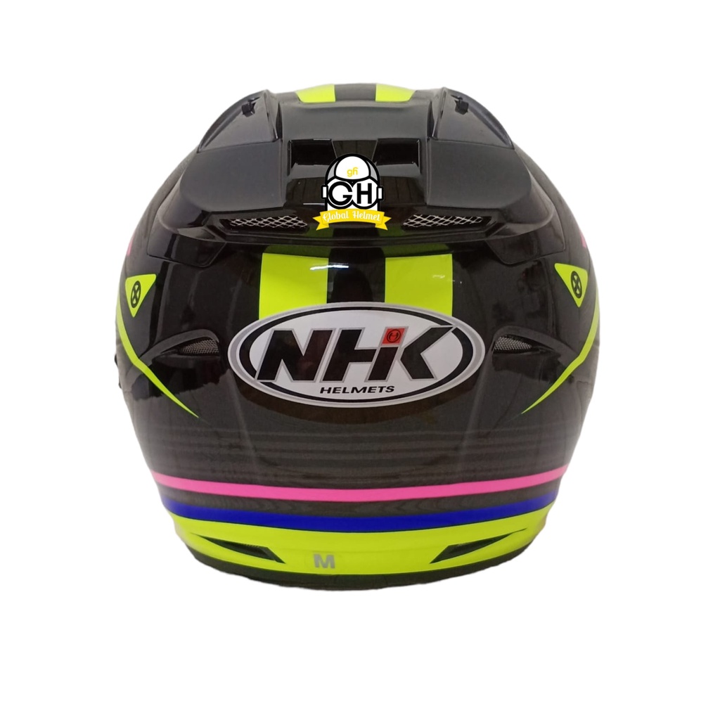 HELM NHK R1 ECTO NHK R-1 BLACK YELLOW GLOSSY DOUBLE VISOR ORIGINAL NHK