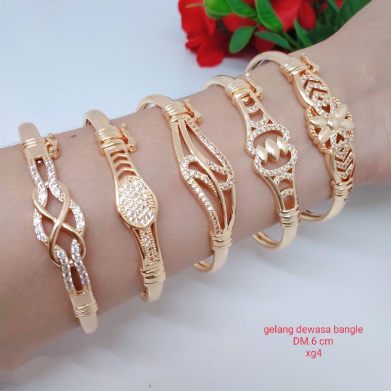 Gelang Tangan Bangle Wanita Titanium Xuping Perhiasan Aksesoris Fashion Lapis Emas Anti Luntur