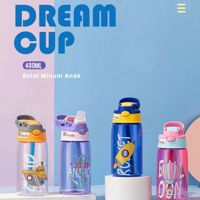 Botol Air Minum Anak Sedotan Motif Lucu Karakter 480ml/ botol minum