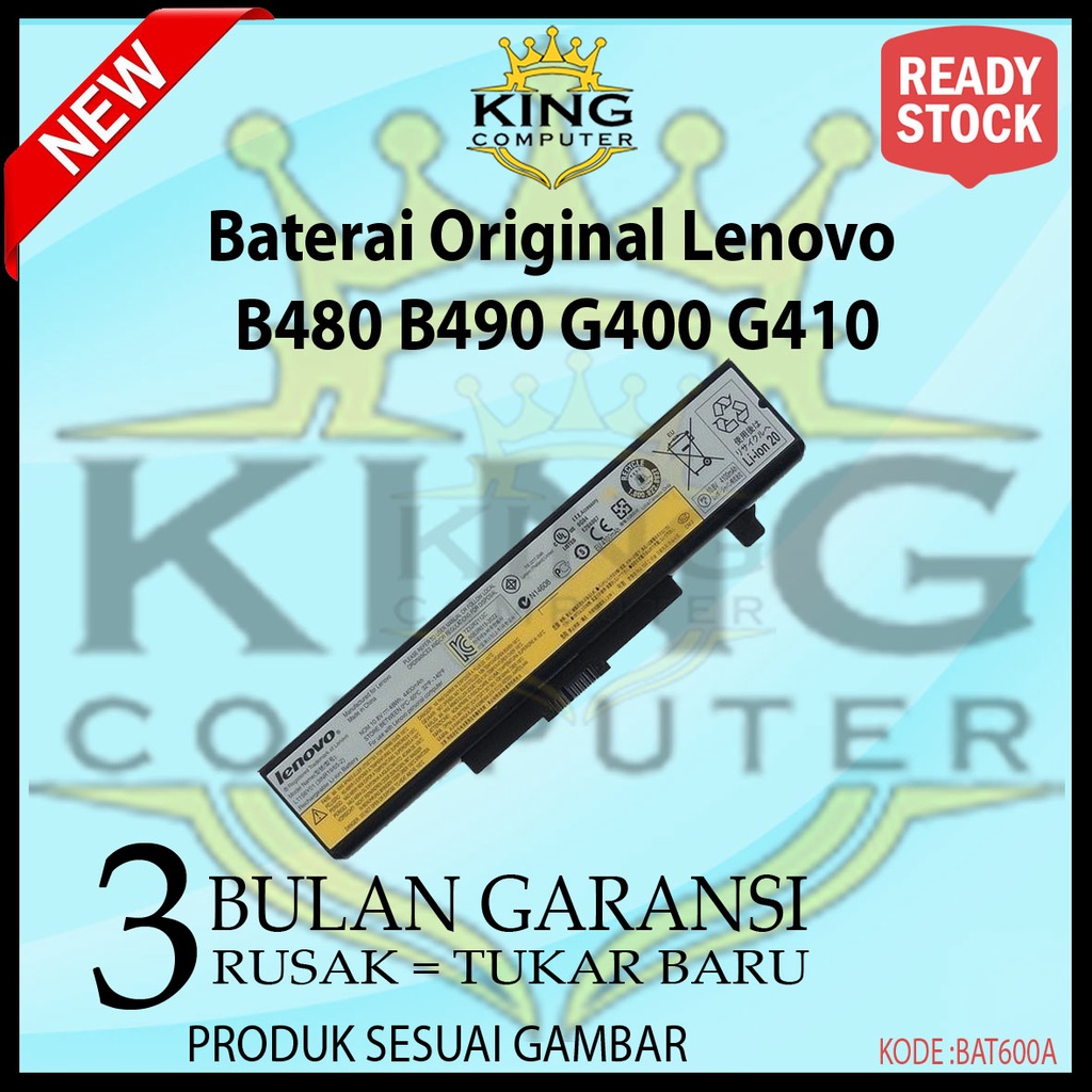 Baterai Original Lenovo B480 B490 G400 G410 G480 Y480 Z480 L11L6F01