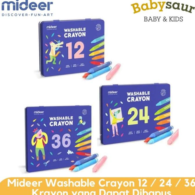 

(COD) Mideer Washable Crayon Set 12 / 24 / 36 Warna Krayon Mewarna Anak Set