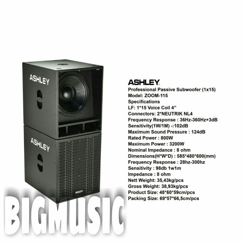 Subwoofer Ashley Pasif Zoom 115 Original Sub Passive 15 inch Zoom115