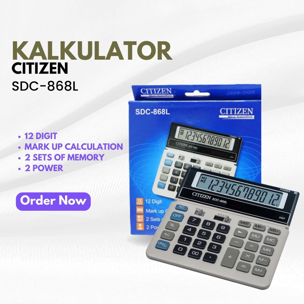 TERBARU Kalkulator Dagang Citizen 868 12 Digit / CT-8614 14 Digit / Memory / Replay