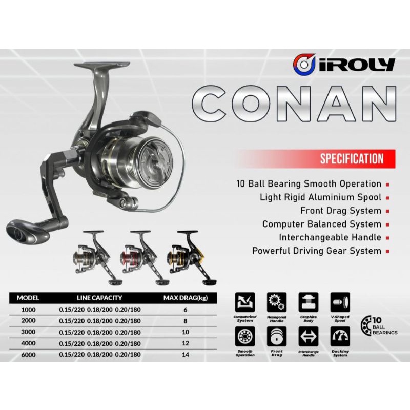 reel iroly conan murah bagus 1000,2000,3000,4000,6000