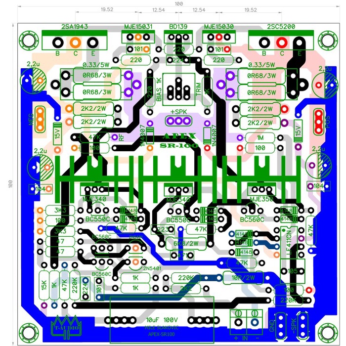 Wtb001 Pcb Apex Sr100 100W Studio Reference Amplifier Stereo Terpercaya
