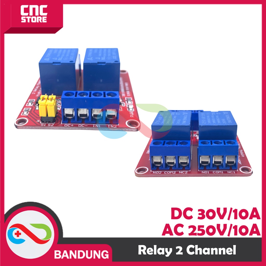 MODULE RELAY 2 CHANNEL 5V AKTIV HIGH ATAU AKTIV LOW DENGAN OPTOCOUPLER