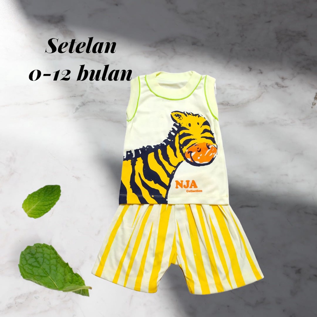 Setelan Pakaian Bayi Baju Oblong Tanpa Lengan Celana Pampers