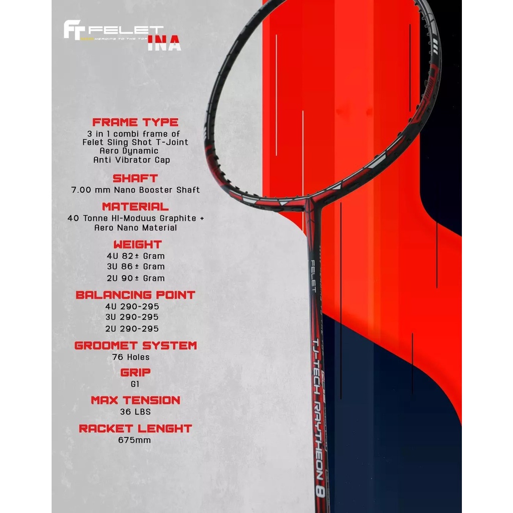 Raket Badminton Felet Tj Tech Raytheon 8
