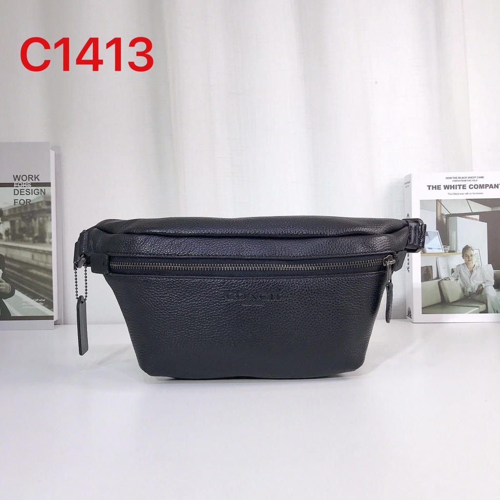 [Instant/Same Day] Coach  original Aolai new 3228 1411 1413  men's classic LOGO casual chest bag GRADE classic vintage diagonal waist bag   yaobao