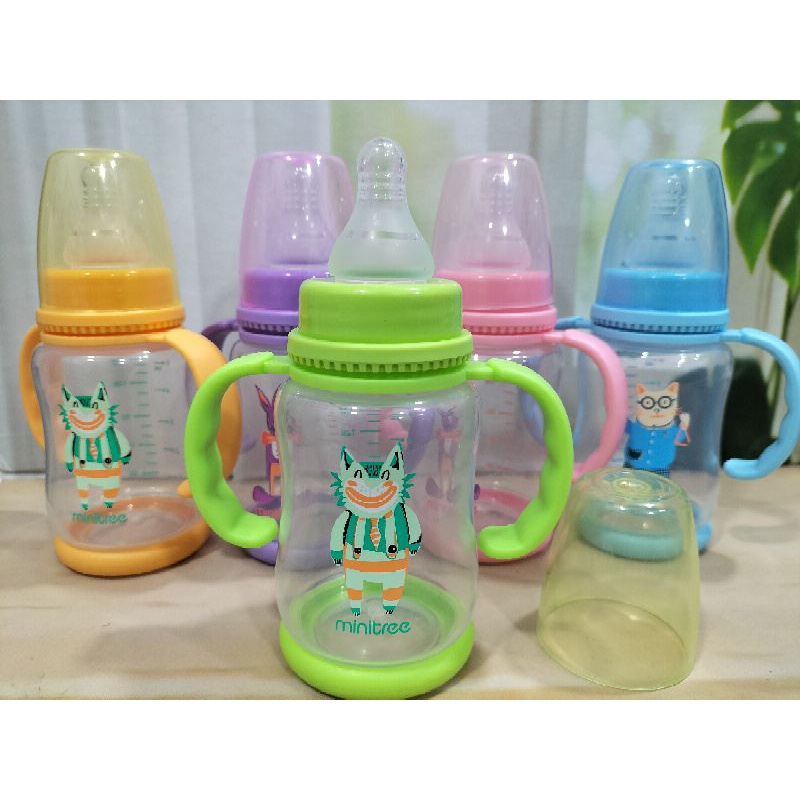 Botol Susu Nipple Ulir Dengan Pegangan Karakter Lucu BPA Free/SlimNeck 150 ml