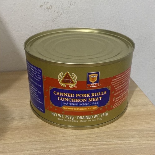 

TTS Daging Babi Gulung Canned Pork Egg Rolls Luncheon Meat 397 gr