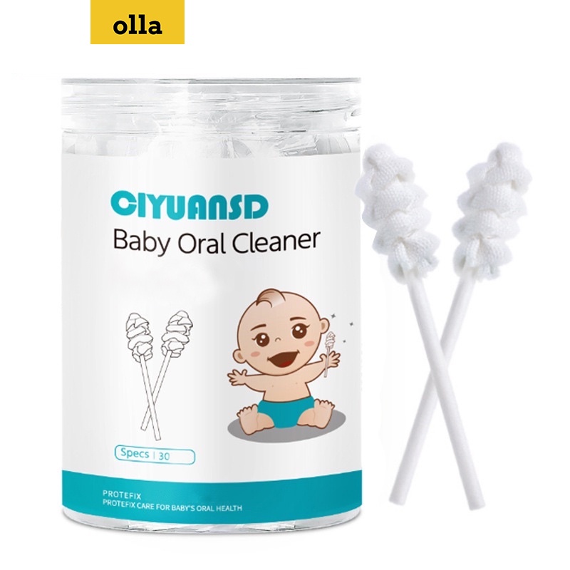 Olla Pembersih Mulut Bayi / Baby Mouth Cleaner / Oral Cleaner Kapas Batang Sikat Gigi Sikat Bayi Lidah Untuk Bayi 0-3 Tahun