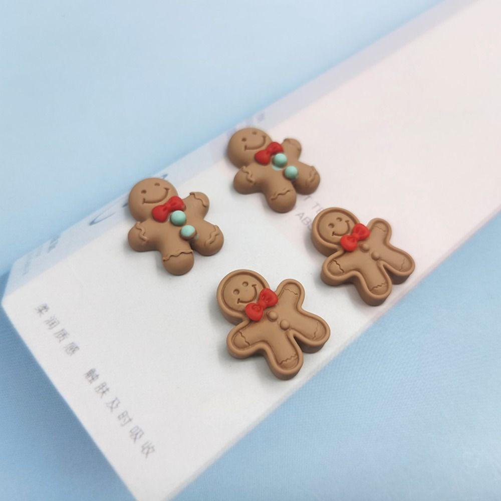 Lanfy 10 Pcs Gingerbread Man Liontin Tas Sekolah Gadis Dekorasi Kawaii Perhiasan Liontin Resin Kunci Gantungan Aksesoris Natal Perlengkapan Natal DIY Perhiasan