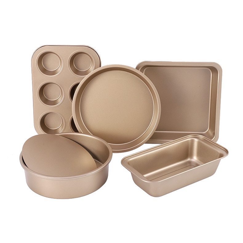 Loyang Set/5pcs Baking Tool set Golden Series Non Stick Coating / Brownies / Loaf Pan / Pizza / Muffin