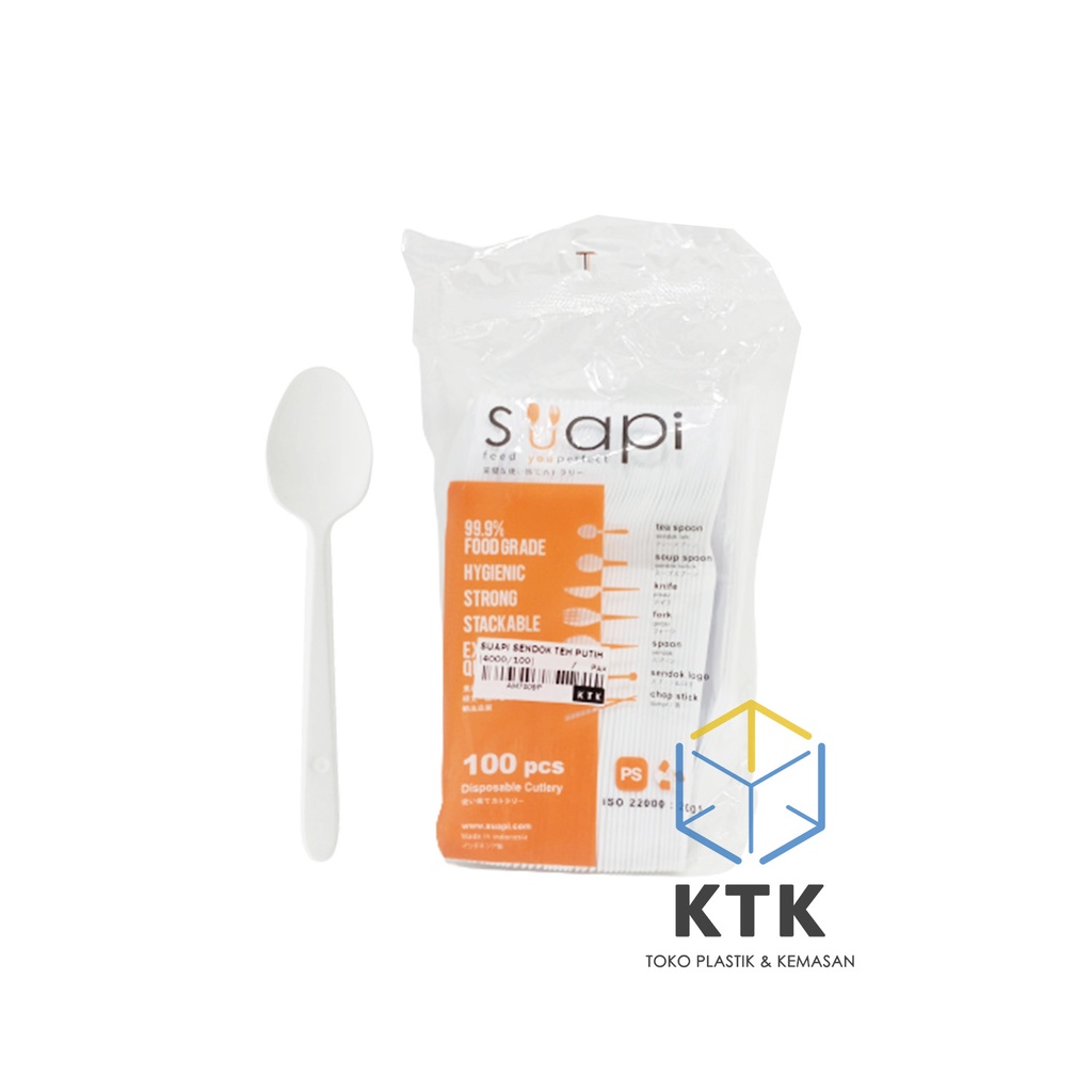 Sendok Teh Suapi Putih [100's] / Sendok Plastik Pendek Kue Dessert