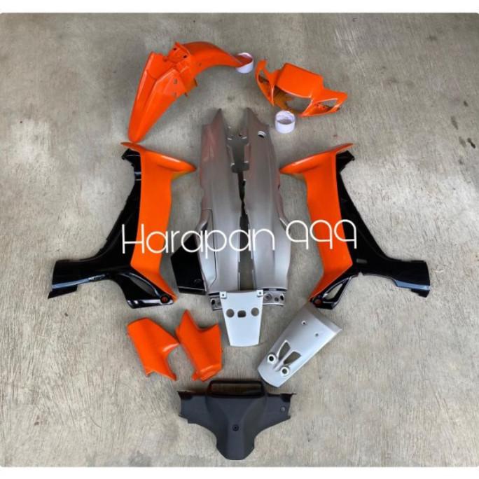 cover body halus fiz r fiz r warna oren silver full set tanpa striping