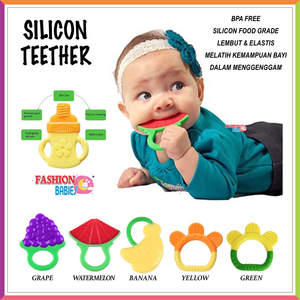❤ Fashionbabies ❤ MAINAN GIGITAN BAYI BAHAN SILIKON TEETHER BUAH UNTUK BAYI