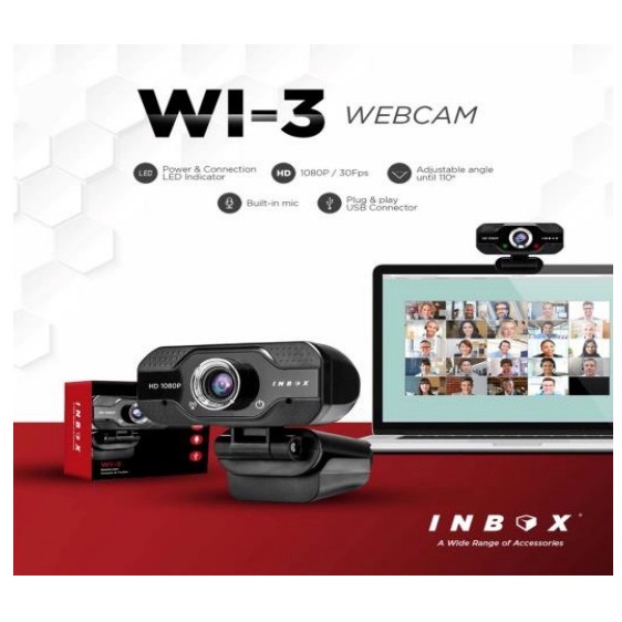 INBOX Webcam WI-3 Full HD 1080P Autofocus WI3 Built in Microphone Kamera WI 3