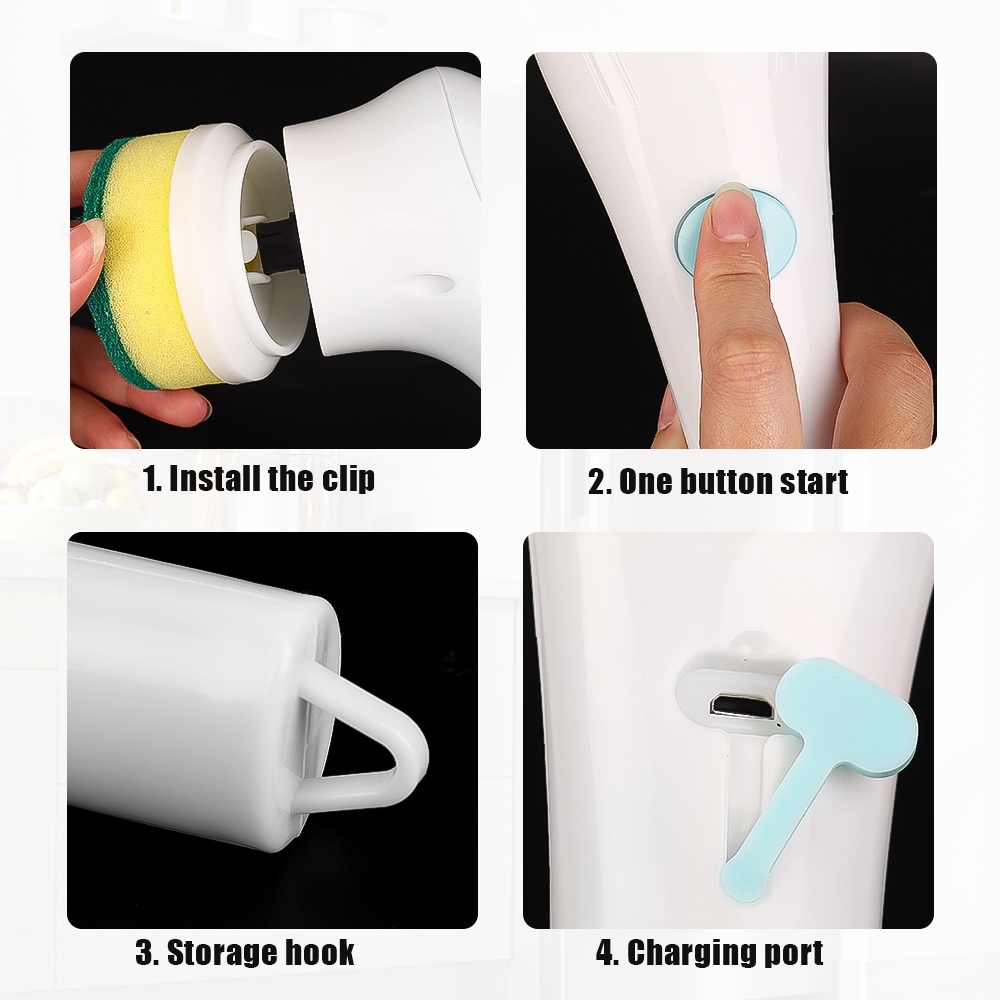Hot Sale/Lima Sikat Sikat Pembersih Elektrik 5-in-1 Multi-Fungsional USB Charging Alat Cuci Kamar Mandi Aksesoris Bersih Dapur Mudah Cuci Piring