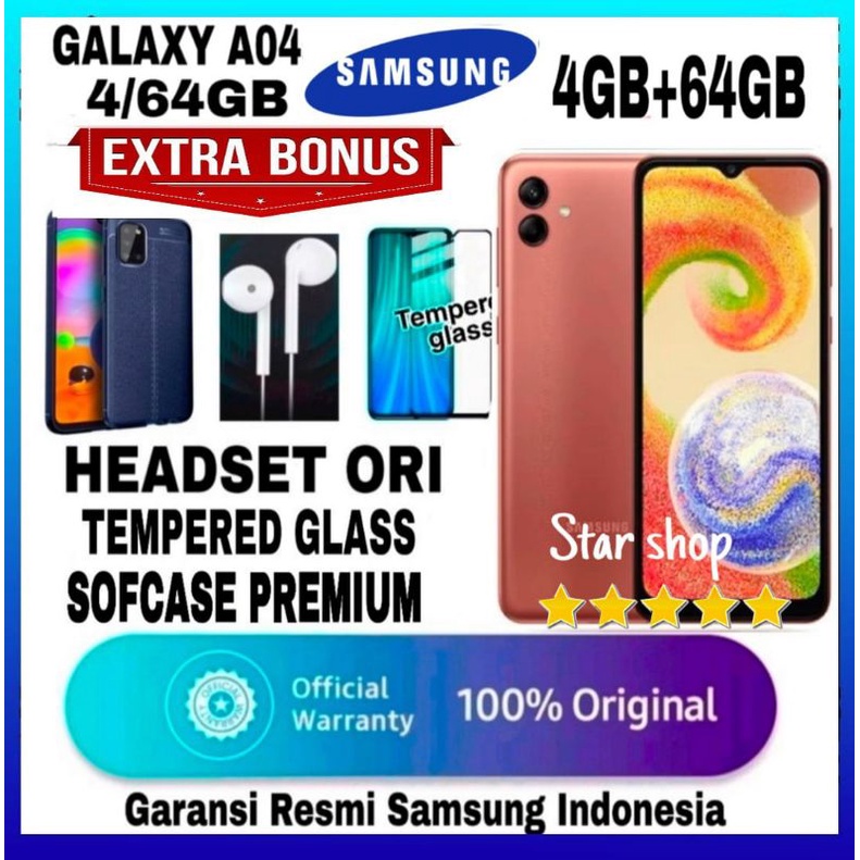 SAMSUNG GALAXY A04 4/64 GB &amp; 3/32GB GARANSI RESMI - SAMSUNG A04