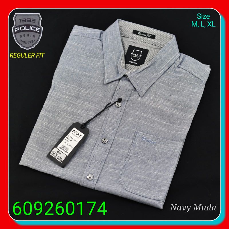 Kemeja Kasual Pria Police Denim Industry 609260174 Lengan Pendek