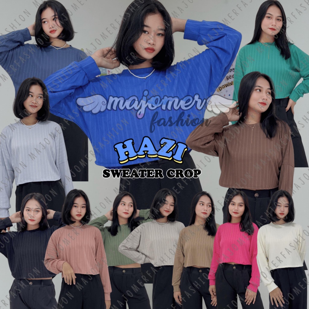 MAJOMER ® | HAZI SWEATER CROP - BASIC OVERSIZED CROP SWEATER PREMIUM ROYAL KNIT - ATASAN WANITA