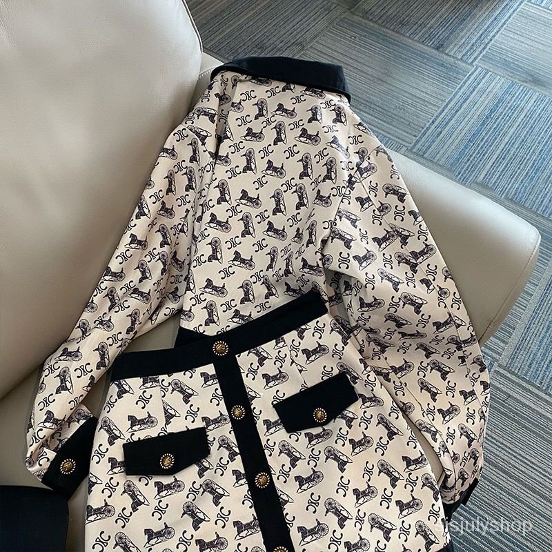 #Sisjuly# Setelan angin dupa kecil wanita mode baru retro temperamen setengah tubuh gaun dua potong