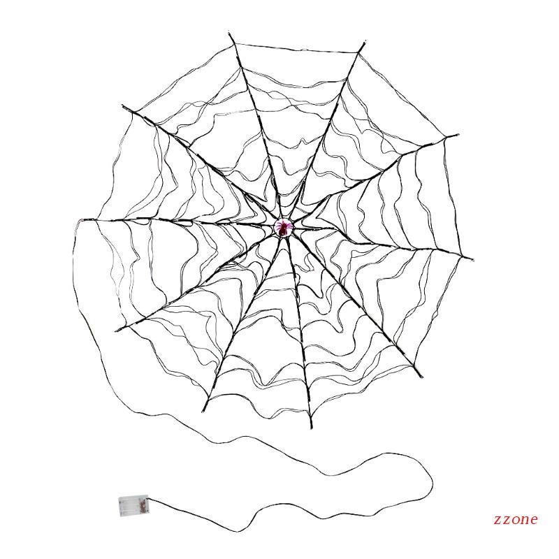 Zzz Lampu String LED Bentuk Jaring Laba-Laba Warna Ungu Untuk Dekorasi Halloween