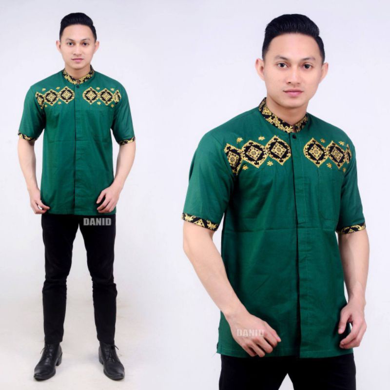 Koko Bordir Kombinasi Batik Lengan Pendek Terlaris Size M, L, XL #11 ( ORIGINAL )