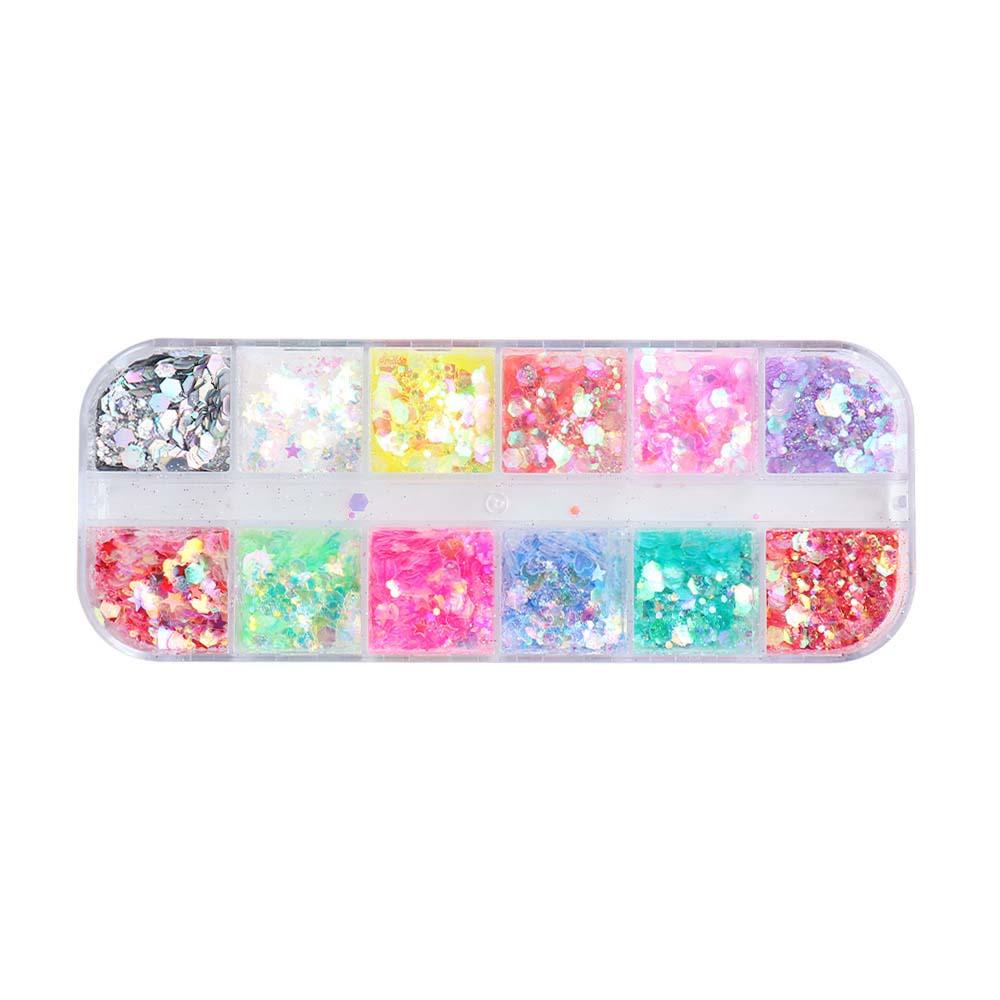 Mxbeauty Nail Art Sequin Warna-Warni Ultra-Tipis Laser Manicure Aksesoris