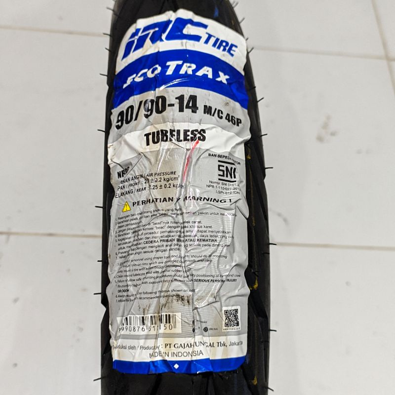 BAN LUAR IRC TUBELESS 90/90-14 ECOTRAX(NR96) SEPEDA MOTOR