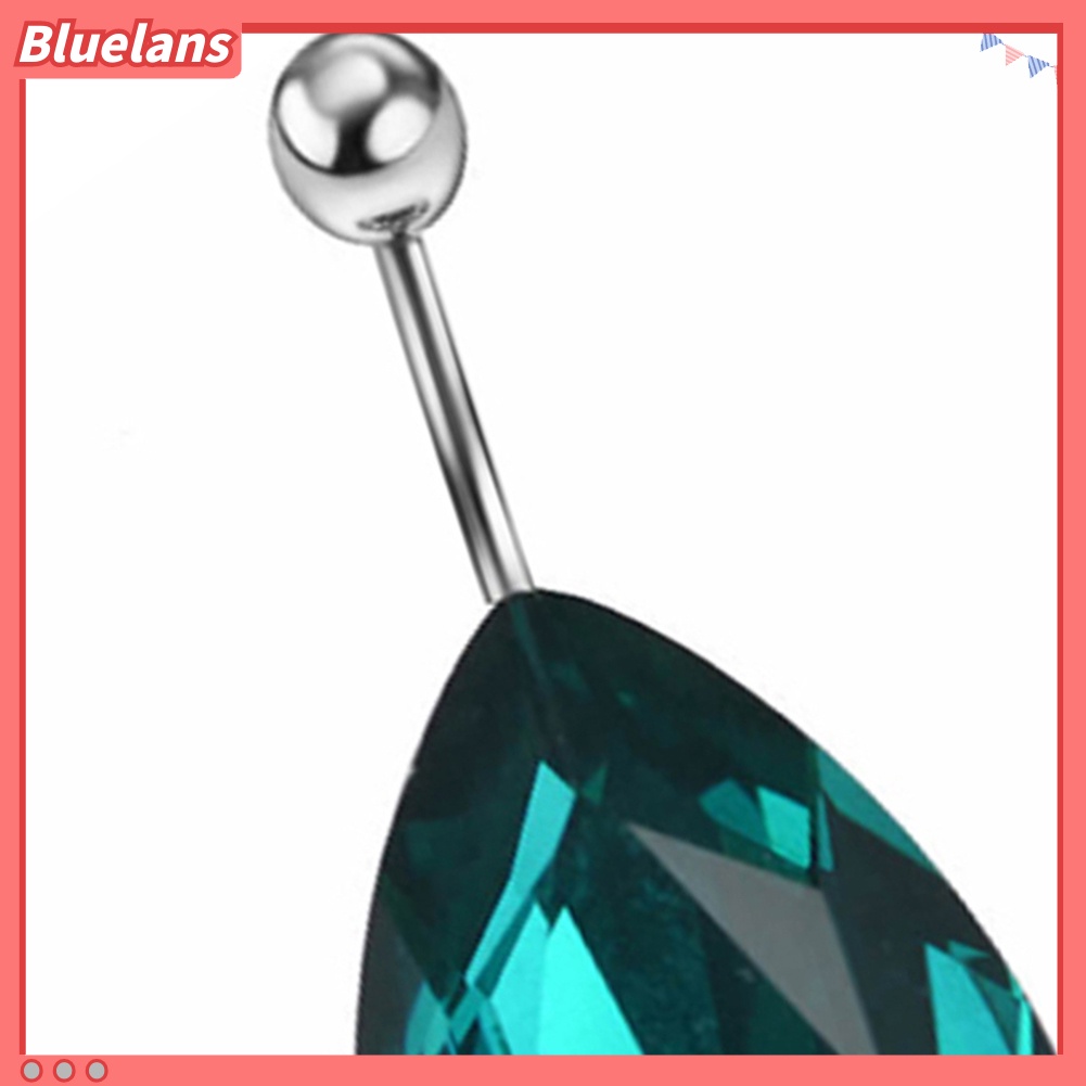 Bluelans Surgical Steel Tear Drop Rhinestone Button Barbell Bar Belly Navel Ring Body Piercing