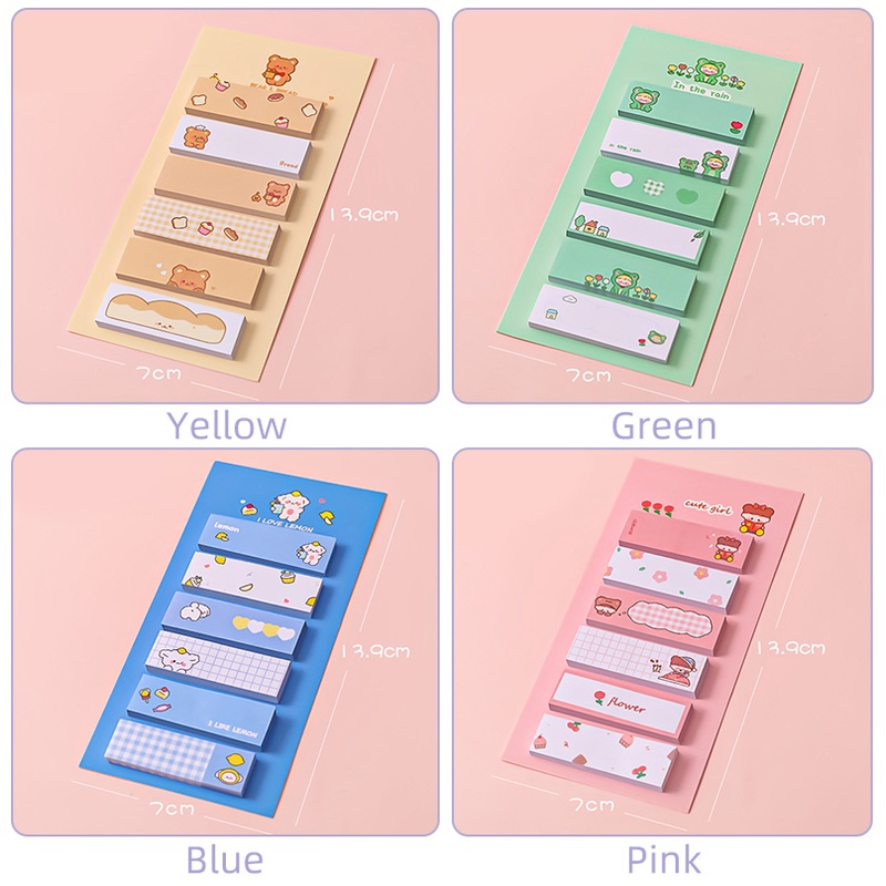 120 Lembar / Set Stiker Label Catatan Portabel Motif Kartun Untuk Pelajar