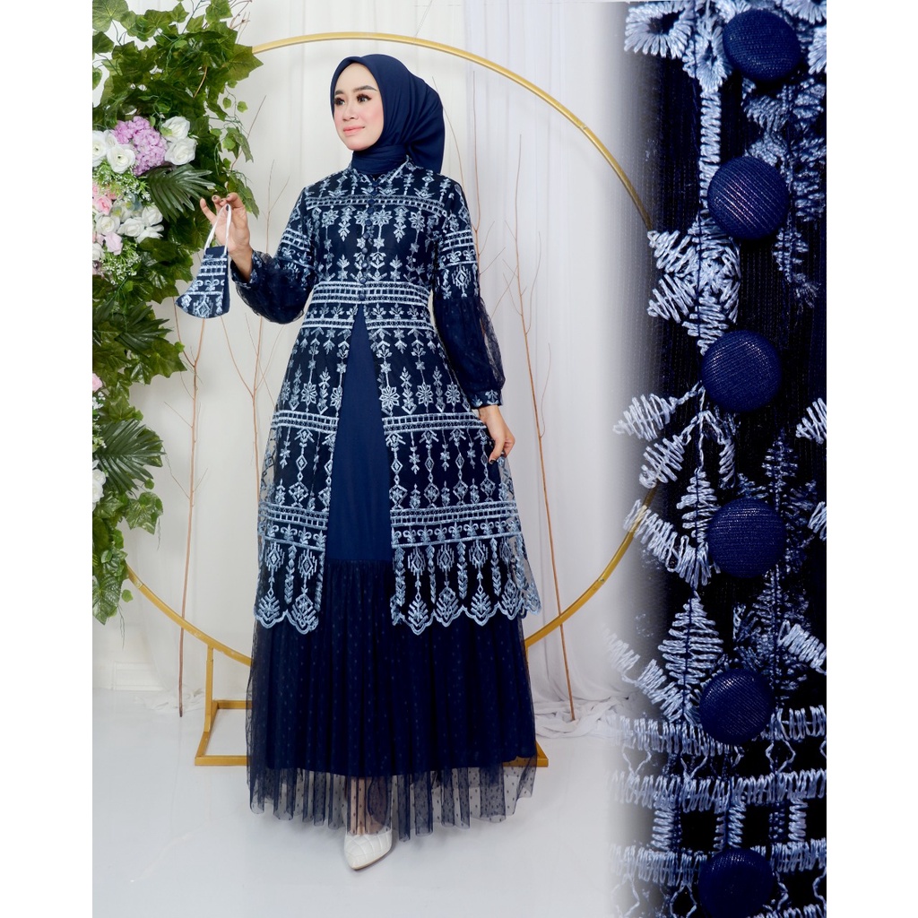 Permata Olshop / Kebaya Gamis Nauma JN / Kebaya Modern / Gamis Kondangan / Gamis Pesta Mewah