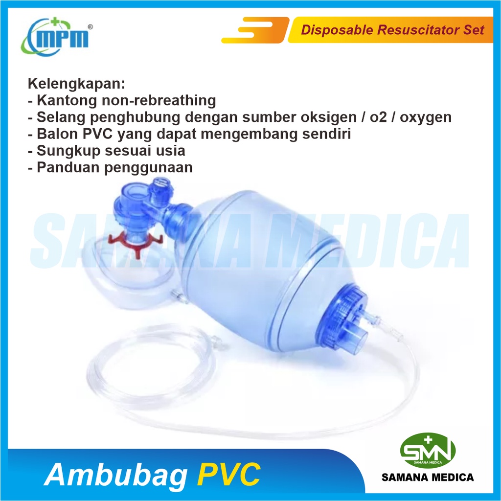 Ambubag + Guedel Mayo Sungkup PVC Lengkap dengan MPM Rescucitator Alat Bantu Resusitasi Napas Neonatus Bayi Anak Dewasa Bagging RJP ACLS ATLS IGD ICU Klinik Puskesmas Promo Murah