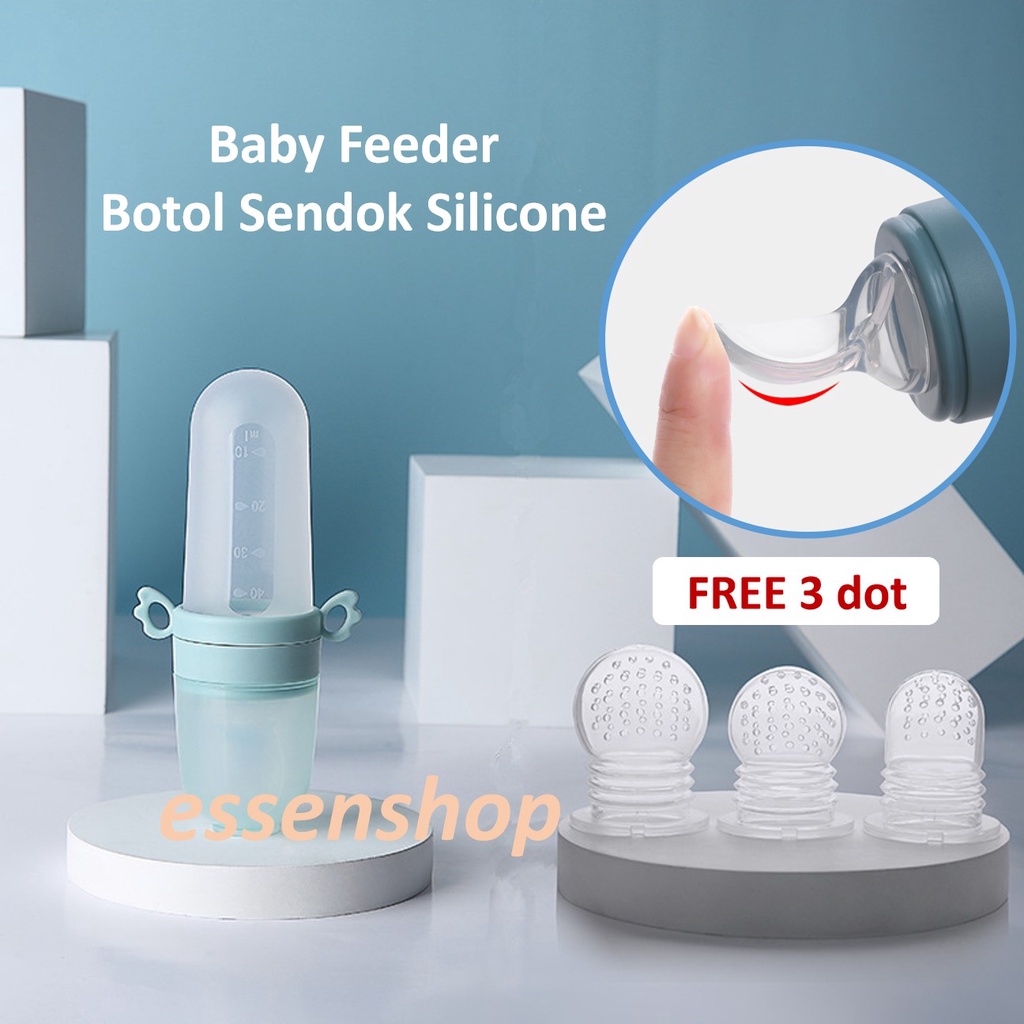 Baby Feeder Botol Sendok Silicone FREE 3 dot buah silikon