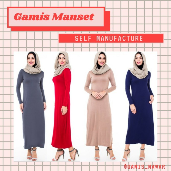 Gamis Jumbo Murah PROMO DALAMAN GAMIS MANSET JERSEY POLOS / INNER KAFTAN - Soft Peach Berkualitas Te