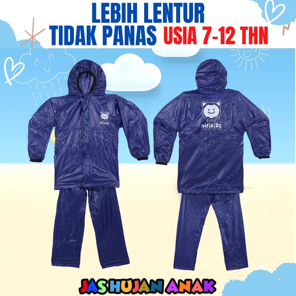 Jas Hujan Anak Laki-laki Perempuan SD Umur 7-12 Tahun Bagus Terbaru Mantol Ujan Anak Cewek Cowok DS6