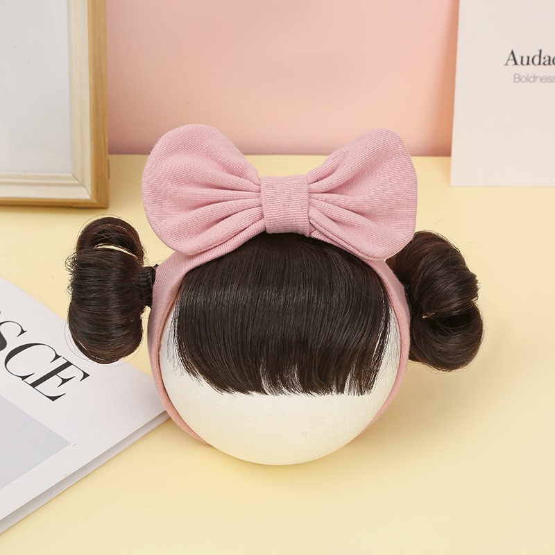 0-3 thn || Bandana Wig Korea Poni Rambut Palsu Topi Cepol Bayi Newborn Anak  JNWG WG SOFT PINK
