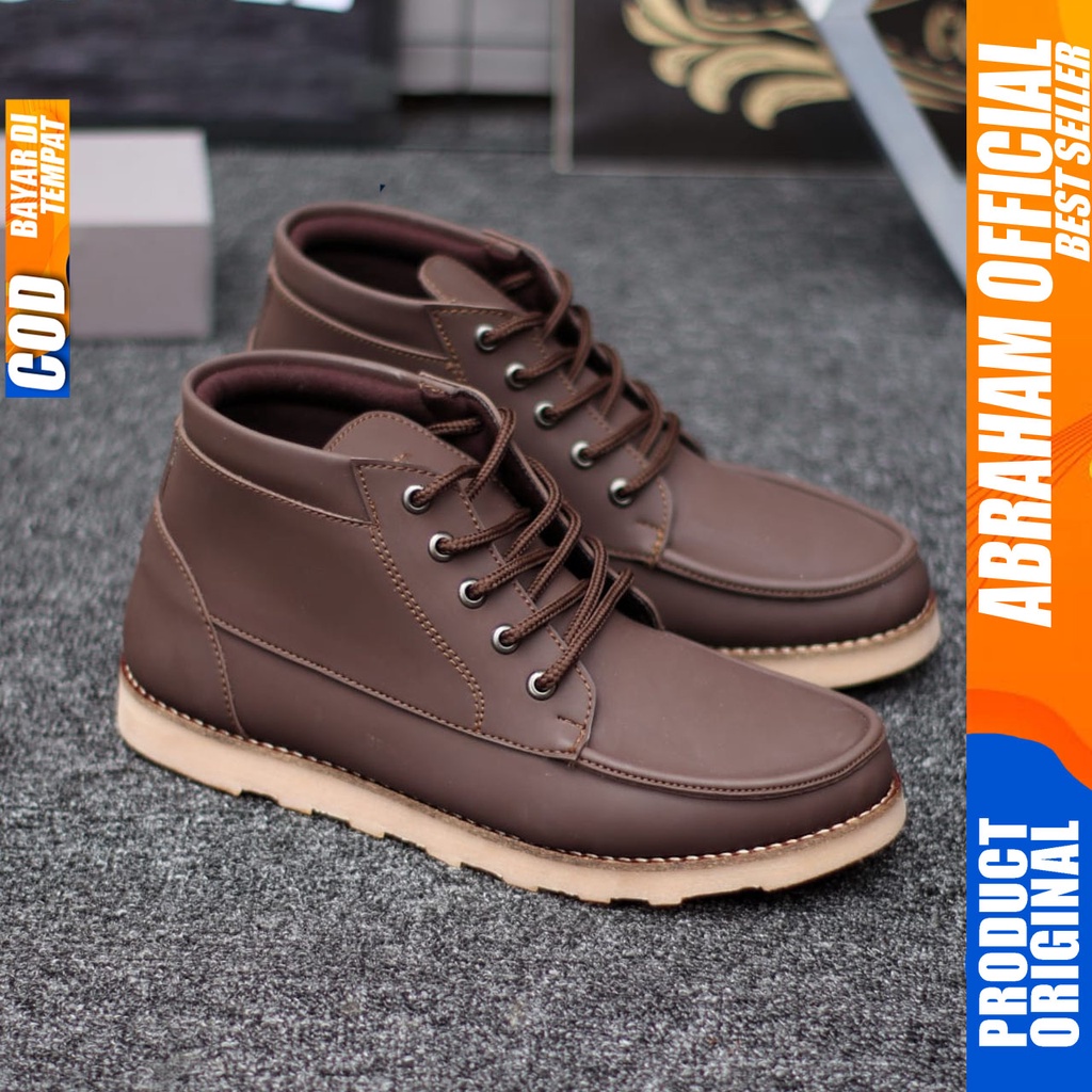 ABRHM x HARLY Sepatu Boots Casual Pria Kulit Sintetis Kasual Boot Kerja Cowok Original