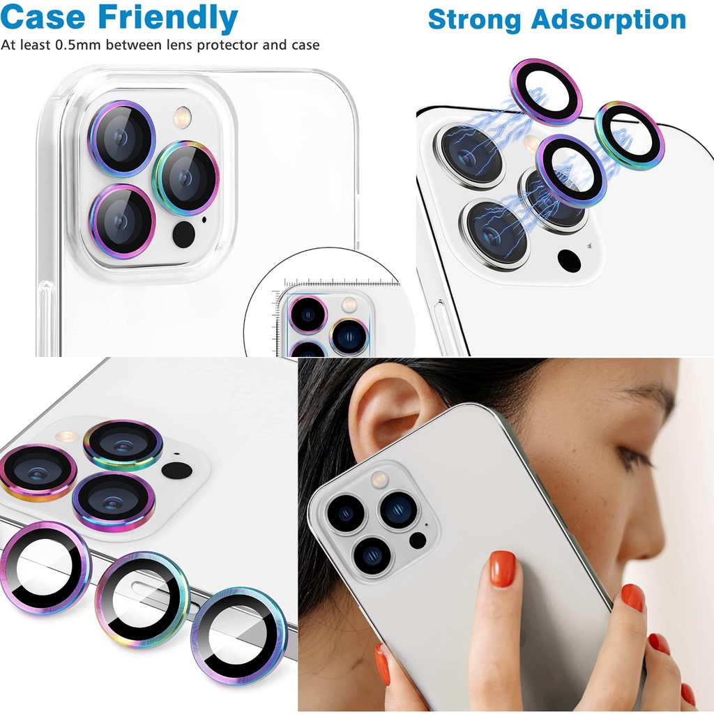 Ring Kamera iPhone 14 14+ 13 Pro Max Mini Plus Glass Lens Protector Get gard Tempered Glass Camera Belakang Protective Lensa Camera from Scratch Anti Fall Pelindung Cam Protecth For All iPhone Full Cover Green Hijau Blue Pasifik Sierra Red Purple Promax