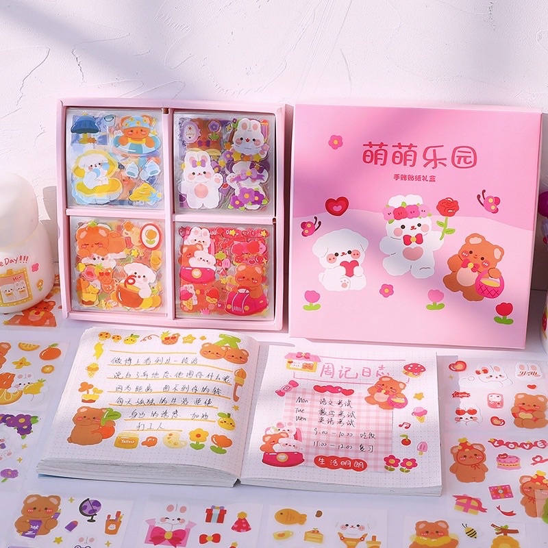 

Sticker Set Diary Book Bear and Rabbit Series Sticker Deco 20/100Lembar Stiker Tumblr Botol Hp Laptop Stiker 2D Plastik Lucu Sticker DIY Kekinian