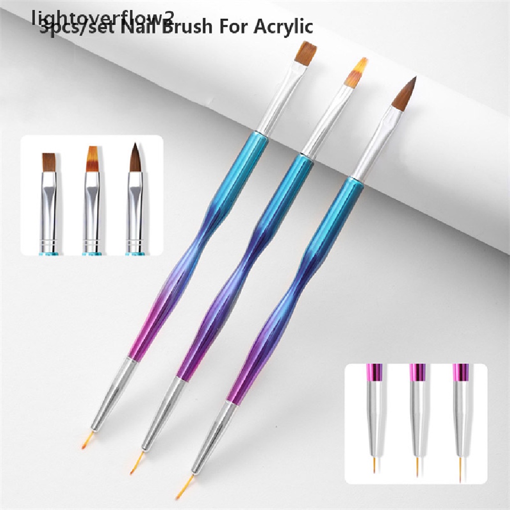 (lightoverflow2) 3pcs / Set Brush Nail Art Ultra Tipis Untuk Aplikasi Kutek 3D (ID)