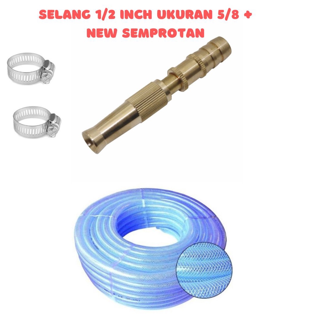 Tifaka - PAKET SELANG BENING SERAT BENANG UKURAN 5/8 INCH FREE SEMPROTAN BERMACAM MACAM MODEL