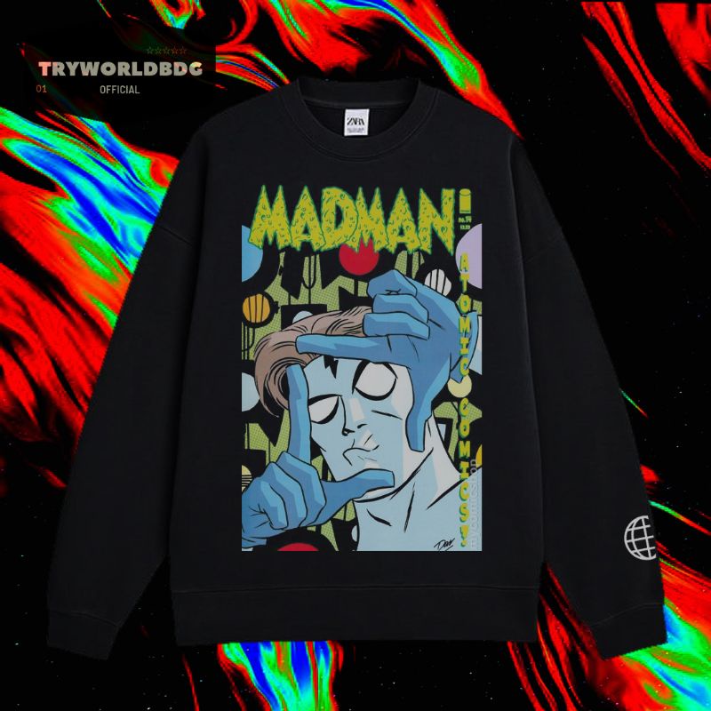 TRYWORLDBDG OFFICIAL "MADMAN" CREWNECK | SWEATER | HOODIE | CREWNECK MADMAN ANTOMHU COMICS VINTAGE T