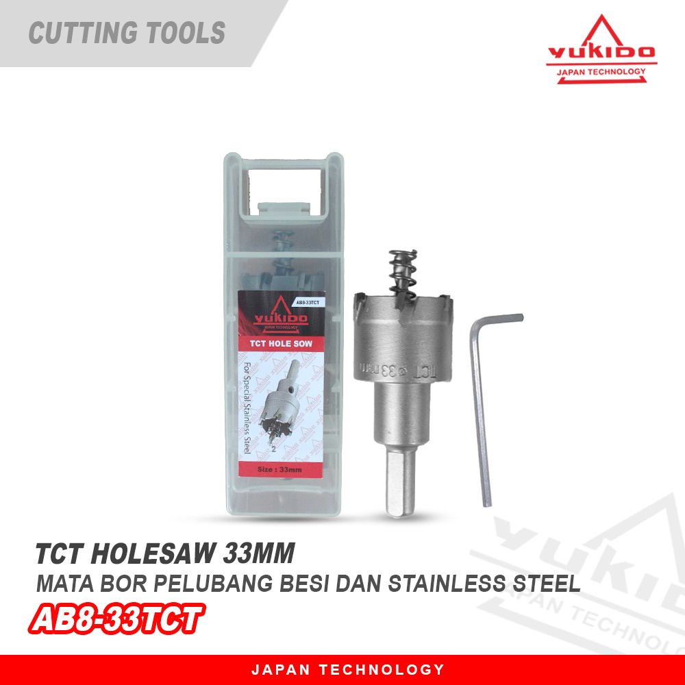 Mata Bor Hole Saw besi 33 mm TCT Yukido HoleSaw HSS Carbide untuk Stailess baja Pembolong/pelubang B