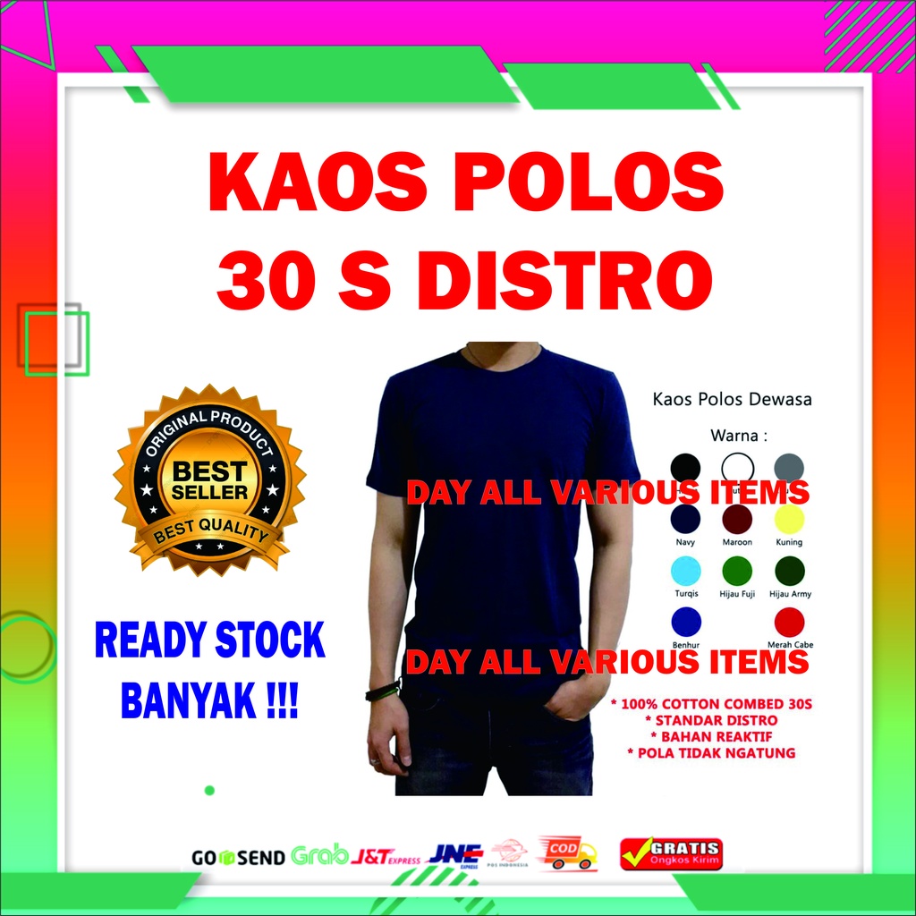 KAOS POLOS 30 S DISTRO BANDUNG