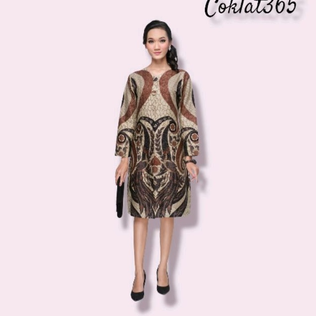 365 Dress gaun terusan midi wanita katun sogan casual seragam keluarga jumbo